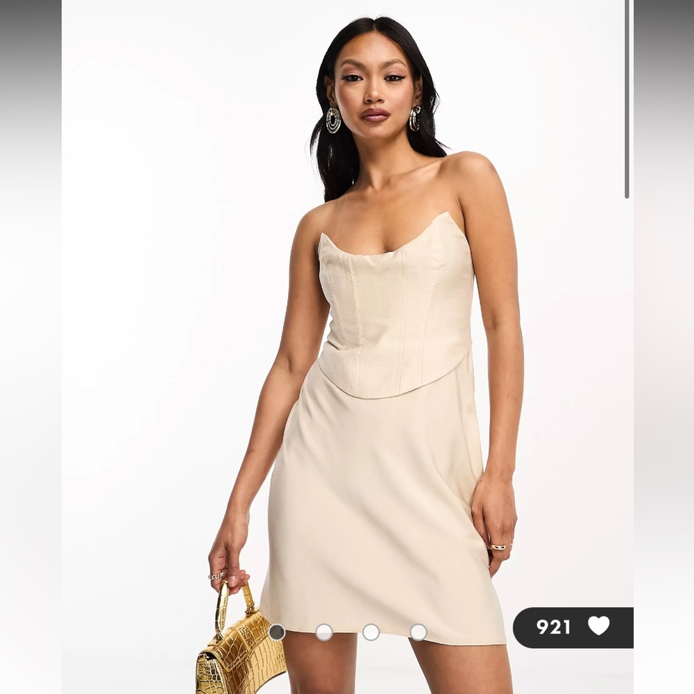 ASOS DESIGN Strapless Corset Mini Dress in Ivory